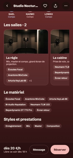Les salles, le matériel et les prestations du studio